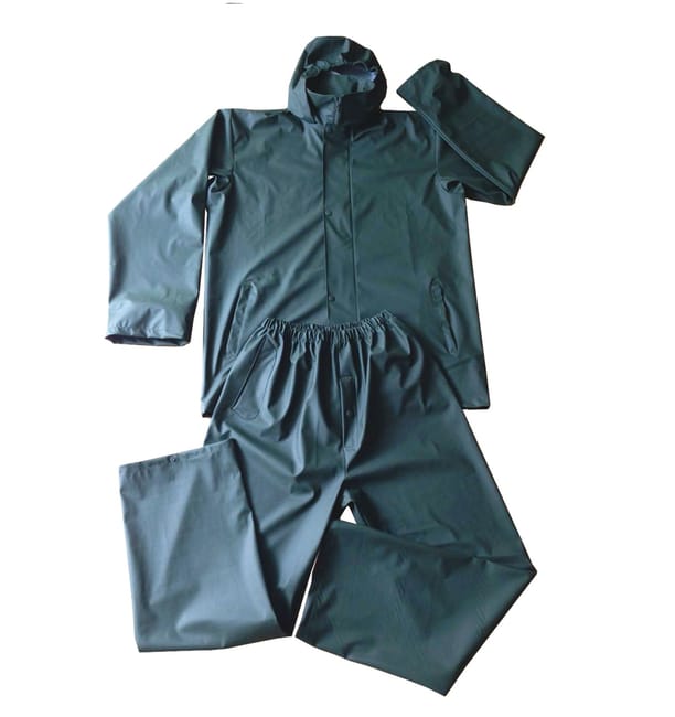 Completo impermeabile PU verde – Giacca + Pantalone | PVC/Poliuretano