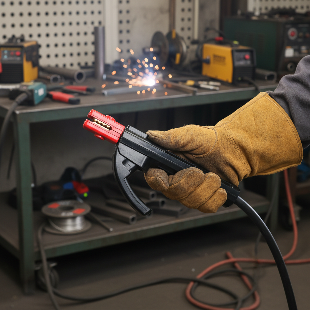 Pinza portaelettrodo AWELCO 88200 tenuta in mano