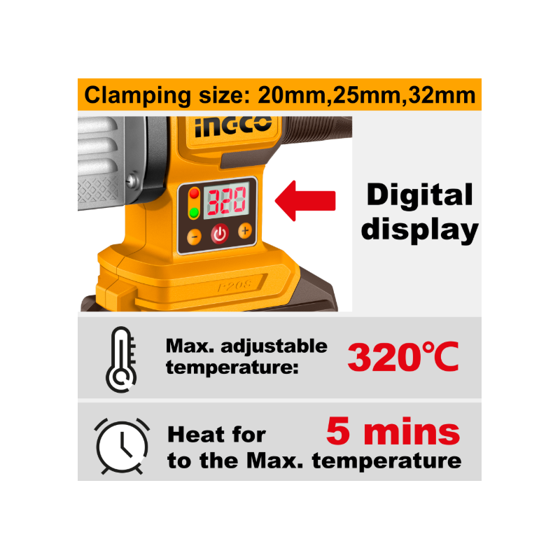 INGCO – Polifusore a Batteria 0–320° Litio 20V – PTWTLI2018 – Solo Corpo