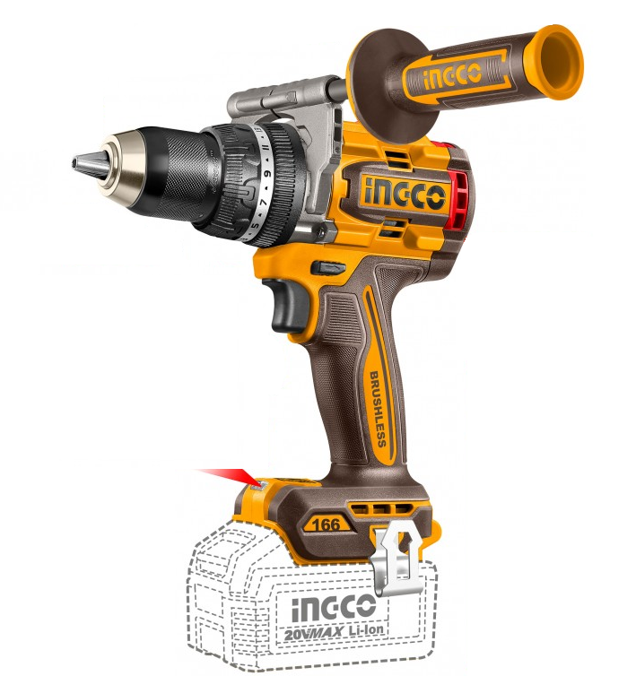 Ingco trapano a percussione 166 Nm a batteria con 2 batterie 5,0Ah e valigetta – CIDLI201668E