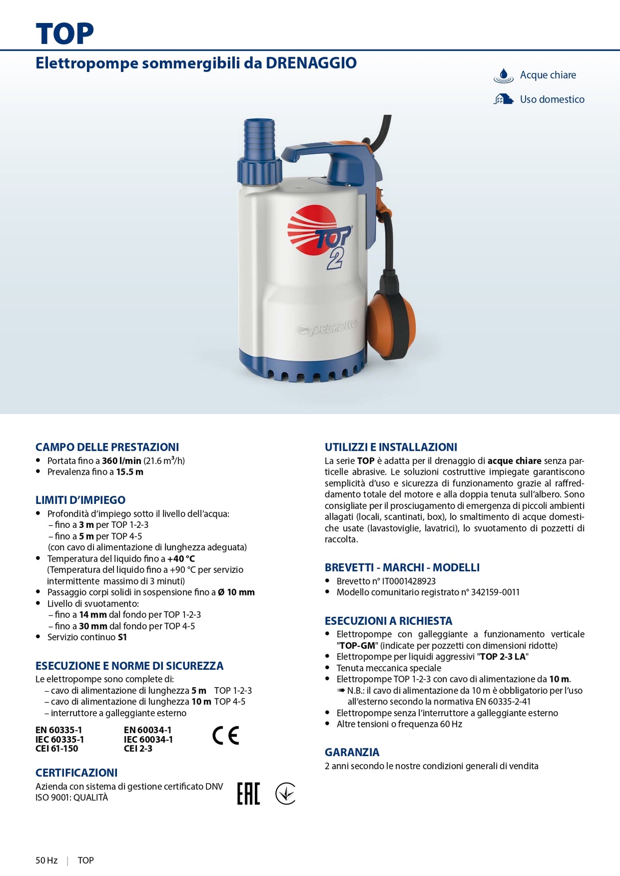 TOP 1 Pedrollo submersible electric drainage pump