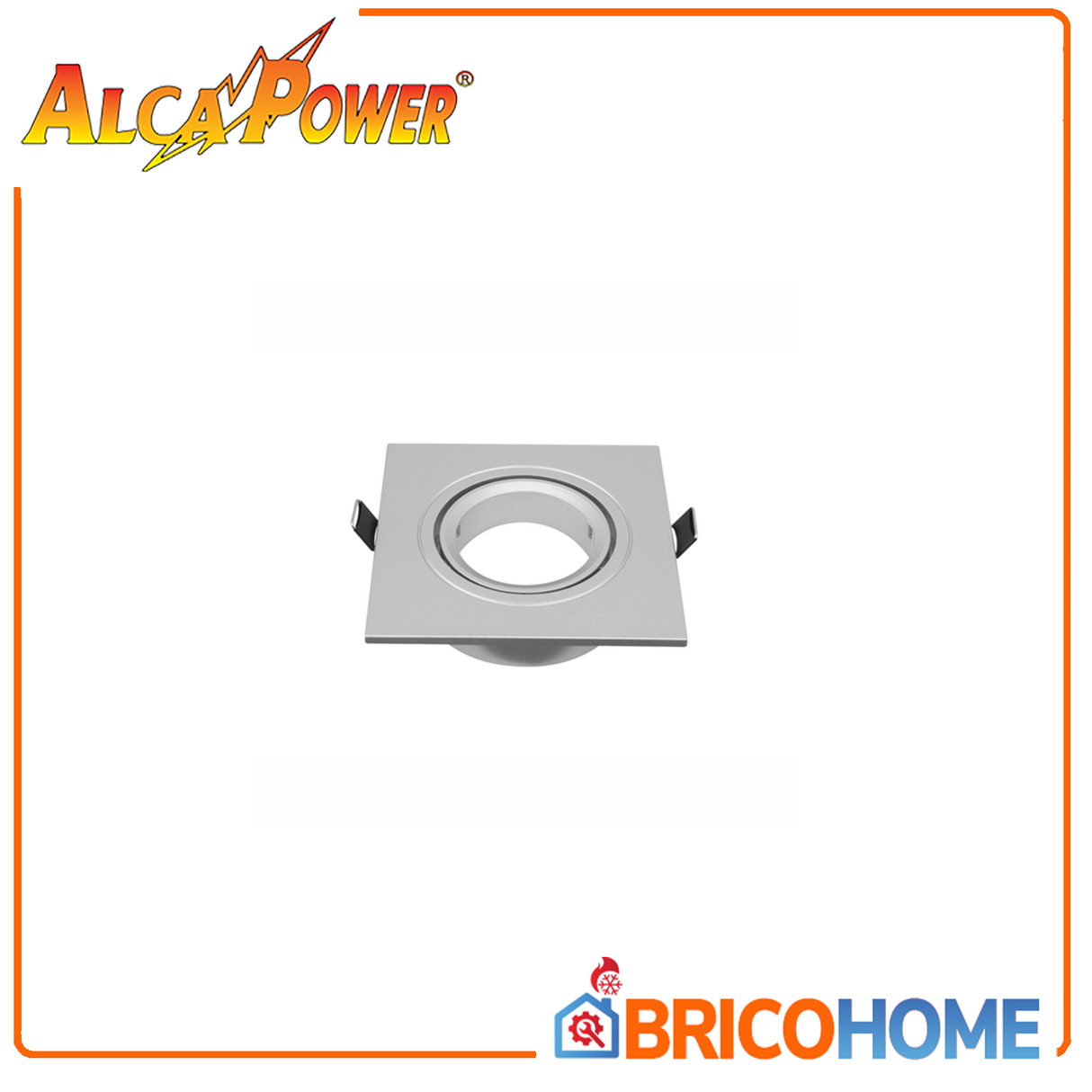 Recessed adjustable square silver spotlight holder