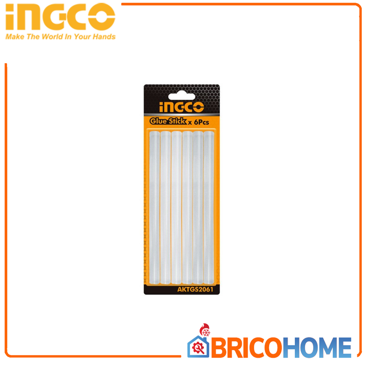 Hot melt glue stick 6pcs 11,2mm X 20cm INGCO