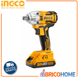 INGCO 1/2'' brushless impact wrench with 2 2 Ah batteries + bag